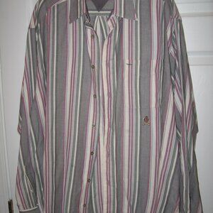 Tommy Hilfiger Gray/Pink/White Stripped Button-Down Shirt Men's Size Large